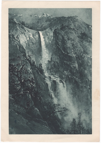[Waterfall, Native American Indians on ledge]